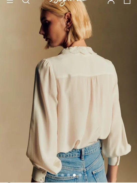 Sezane Chemise Chlo Silk Blouse NWT In Ecru Soft White - Picture 14 of 14